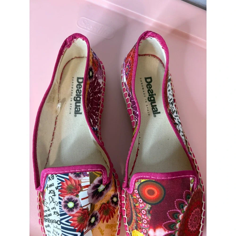 Desigual Womens Multicolor Patchwork Canvas Espadrille Flats EU 37 (US 6.5)